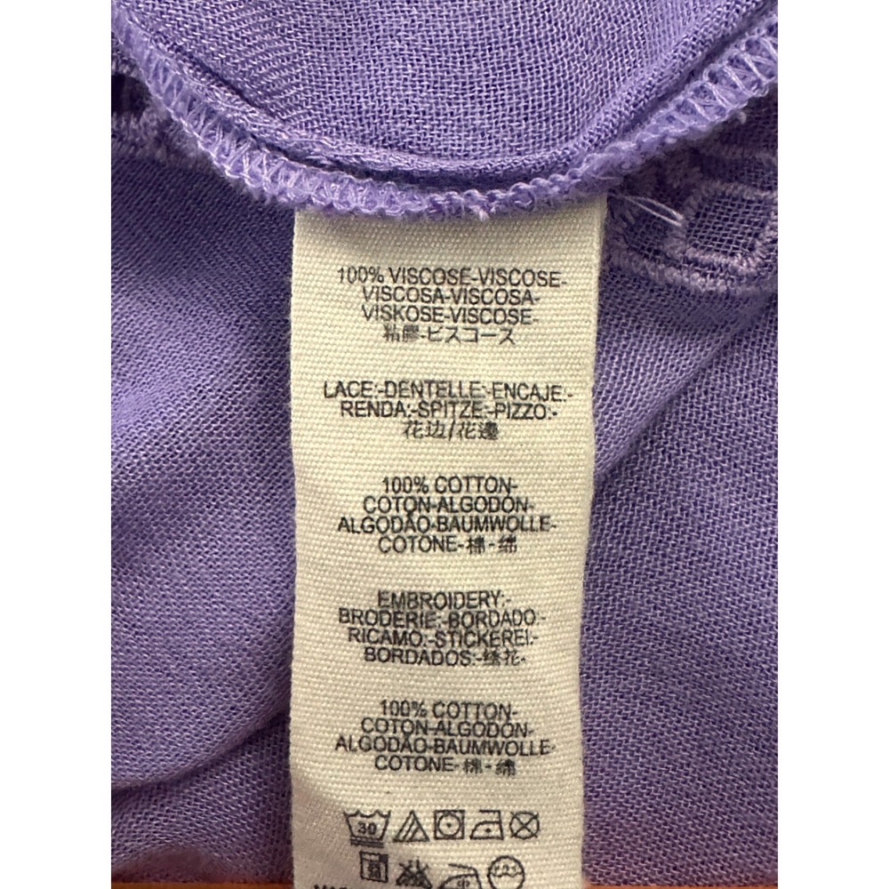 Free People Lavender Purple Embroidered Eyelet Lace Tunic Top Boho Size Small - Picture 9 of 10